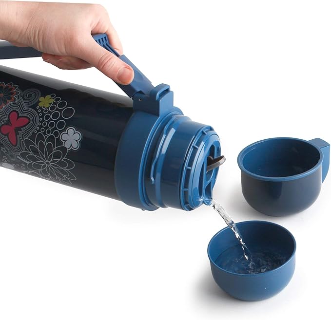 French Bull Double Wall Stainless Steel Vacuum Insulated Bottle, Travel Mug, Tumbler, Thermos, Flask with Easy Open Spill-Proof Lid, 50oz, Navy