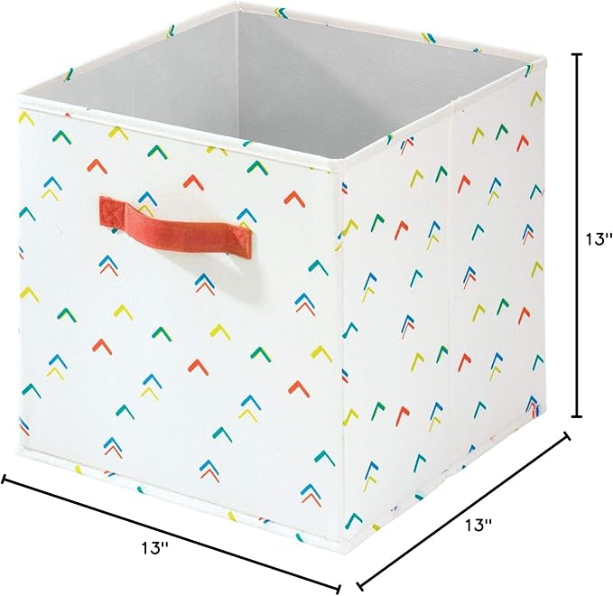 iDesign Arrow Fabric Storage Cube Bin, Medium Basket Container with Dual Side Handles for Closet, Bedroom, Toys, Nursery - Multicolored
