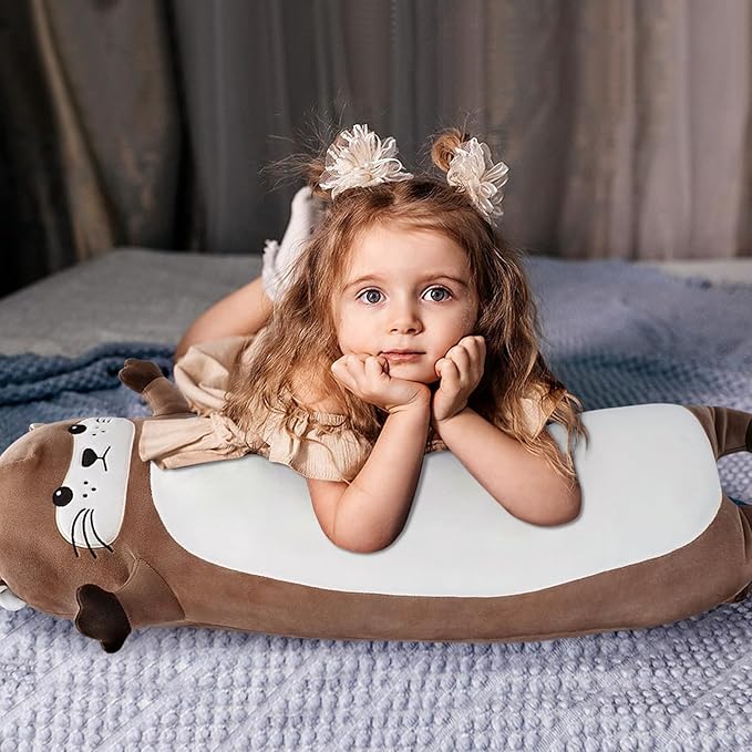 Large Otter Stuffed Animal,33.5” Long Otter Plush,Cute Plushies Animal Body Pillow,Kawaii Big Plush Toys Gifts,Animal Sleeping Hugging Pillow for Kids Adults Birthday