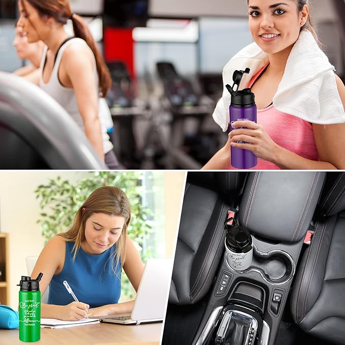 Sunnyray 10 Pcs Employee Appreciation Gift Reusable Aluminum Water Bottle Bulk with Snap Lid May You Be Proud of The Work Thank You Group Team Gift for Coworker Teacher Friend(Multicolor, 20 oz)