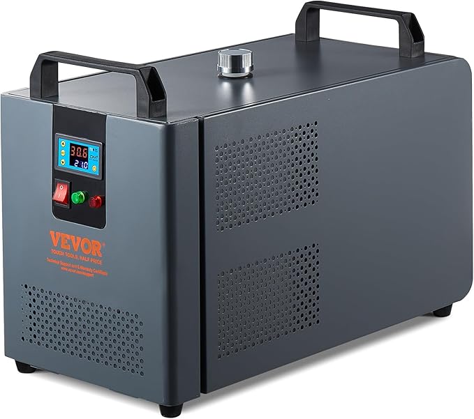 VEVOR Industrial Water Chiller, KH-6000, 200W Industrial Water Cooler Cooling System with Compressor 12 L Water Tank Capacity 7.8 L/min Max Flow Rate, for CO2 Laser Engraving Machine Cooling Machine