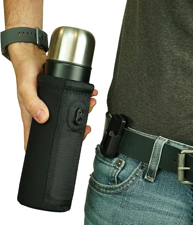 Spider Holster - SpiderMonkey Water Bottle Holder - Self Locking Belt Accessory Clip with Neoprene Drink Holster!