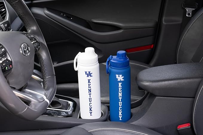 University of Kentucky Water Bottle - White Double Walled Stainless Steel 24 oz Keeps Drinks Cold or Hot