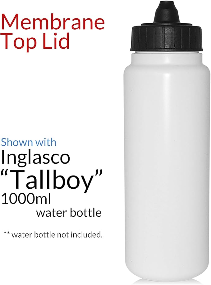 Sher-Wood, Membrane Top Lid 700ml Stubby, 1000ml Tallboy, and 1000ml Regular Sports Water Bottles (Black, Lid Only)