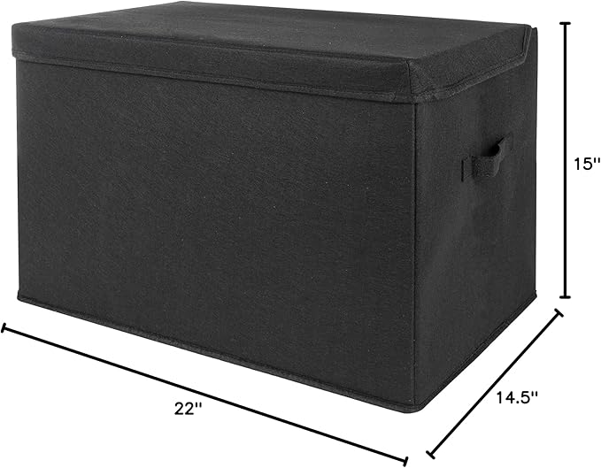 Sammy & Lou Collapsible Felt Soft Toy Box Toy Chest for Toddlers Toy Storage Organizer with Handles and Hinged Lid, 22 x 14.5 x 15 inches, Black
