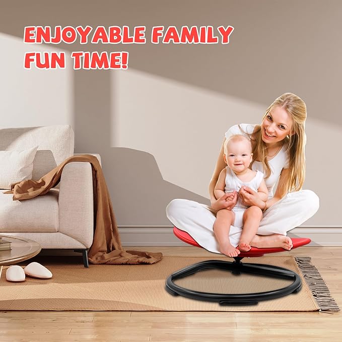 Kids Swivel Chair, Sensory Spinning Toy Chair for Kids, Autism Kids Swivel Chair Training Body Coordination, Improve Physical Coordination Wobble Chair Science Toy for Kids 3-9 (Red)