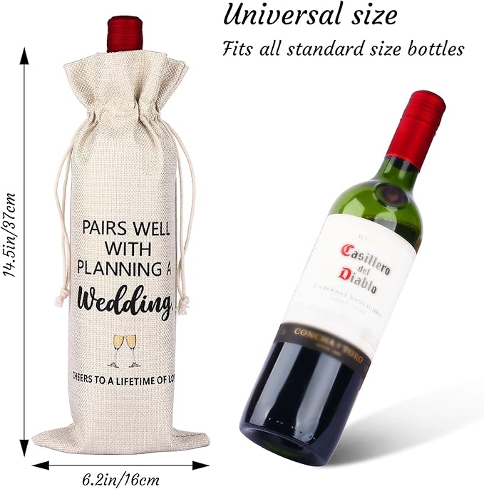 OXYEFEI Wine Gift Bag, Personalized custom bag with text, Engagement Gifts for Women, Wedding Gift for Couples