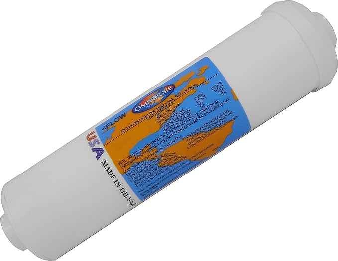 IPW Industries Inc-Omnipure - (K5521-BB) - 10" x 2.5" 10 Micron Carbon Block Inline Filter 1/4" NPT