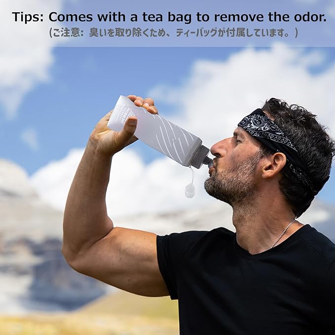 Azarxis TPU Soft Flask Folding Collapsible Water Bottles BPA-Free for Hydration Pack - Ideal Trail Running Hiking Cycling Climbing (500ml/16.91oz - 2 Pack)