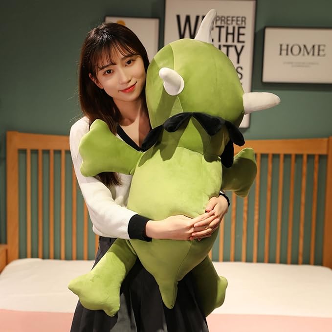 SQEQE Weighted Dinosaur Plush, Anxiety Weighted Stuffed Animals, Weighted Dinosaur Plushie Weighted Dino Throw Pillows for Kids Adults Green 23.6 Inch, 3.1 lbs