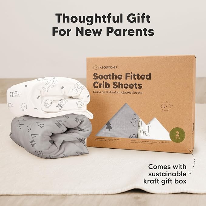 2-Pack Organic Crib Sheets for Boys, Girls - Jersey Fitted Crib Sheet, Baby Crib Sheets Neutral, Crib Mattress Sheet, Cotton Crib Sheets, Breathable Crib Sheet, Baby Mattress Sheets(Daisies)