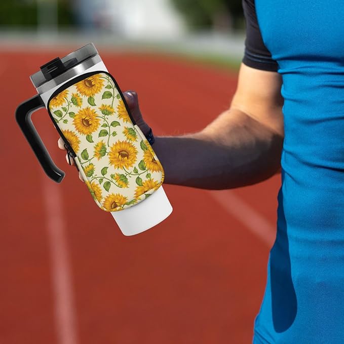 Water Bottle Pouch for Stanley Cup 40oz 30oz,Personalized Gym Purse for Men Women, Tumbler Pouch with Versatile Pocket Water Bottle Bag for Cards, Keys, Phone Botanical Leaf