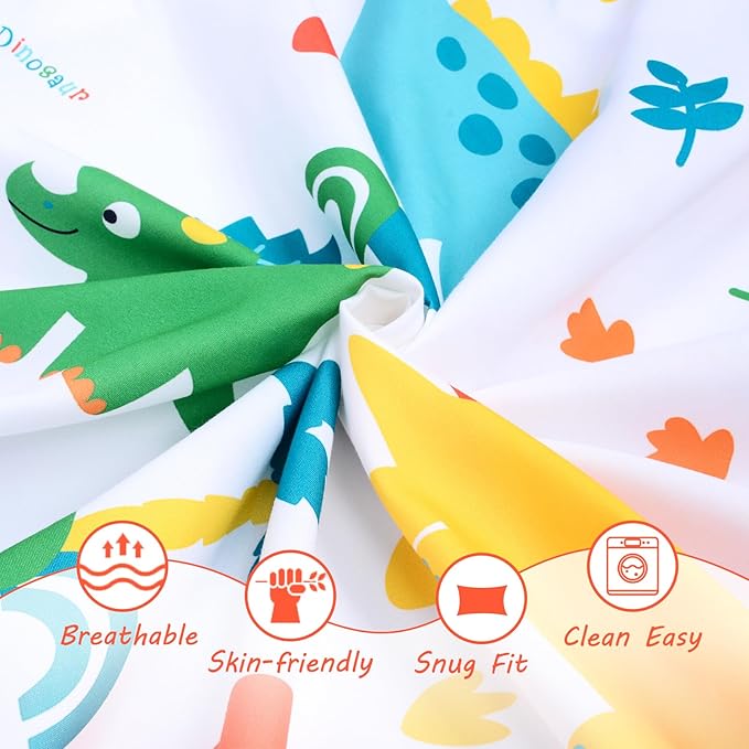 JISEN Baby Crib Sheets 2 Piece Portable Fitted Crib Sheet for Standard Crib and Toddler Mattresses Nursery Bed Decor for Boys Girls 28x52 Inch White/Black Dinosaurs