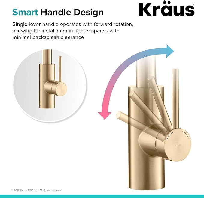 KRAUS Oletto Single Handle Pull Down Kitchen Faucet with QuickDock Top Mount Installation Assembly in Spot-Free Brushed Brass, KPF-2620BB