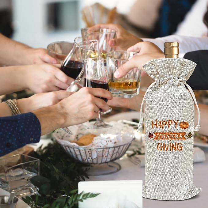 Thanksgiving Wine Bag, Thanksgiving Birthday Gifts for Friends Women Men Son Dad Sister Mom Coworker, Fall Autumn Harvest Holiday Party Favor Wine Bag Decoration Supplies /35