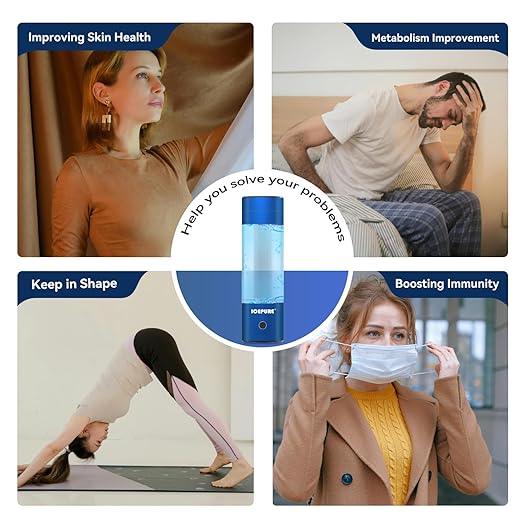 ICEPURE 3 in 1 Hydrogen Water Bottle, 3000ppb, 9.5oz|280ml, SPE PEM Technology, Portable Rechargeable, Inhalable Hydrogen Water Bottle Generator, Daily Drinking for Home Office Travel Gym Fitness Gift