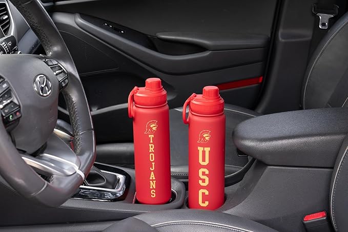 USC Logo Water Bottle - Red Double Walled Stainless Steel 24 oz Keeps Drinks Cold or Hot