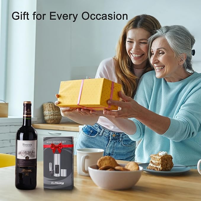 Self-Pulling Wine Opener Set, Twist Wine Corkscrew with Foil Cutter/Premium Vacuum Stopper & Wine Aerator Pourer, Eco-Friendly, Waiter Corkscrew, Manual Wine Opener Gifts(Stainless Steel)