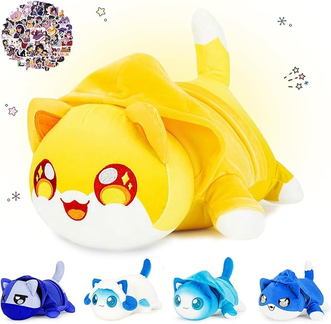 KaiMaoMaoRongWanJu® 61-PCS 丨 9.8-in NOI Cat Plush + 60-Sticker - Cat Plush Collection - 100% Polyester Plushie Pillow Embroidered - Cat Stuffed Animal Collectible (NOI Cat Plush)