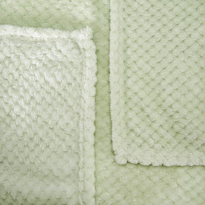 Fuzzy Throw Blanket, Plush Fleece Blankets for adults, Toddler, boys and Girls, Warm Soft Blankets and Throws for Bed, Couch, Sofa, Travel and Outdoor, Camping (Queen(80"x90"), XXL-Pastel Green)