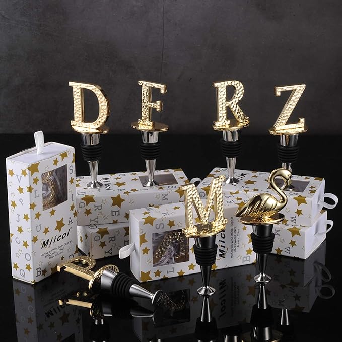 Miicol Wine Stopper, Prosecco Stopper, Wine Bottle Stopper, Personalised Champagne Stopper, Gold Wine Accessories, Wine Lovers Gift, Monogram Gift, Letter F