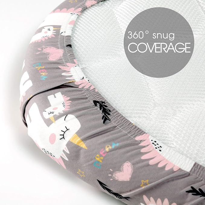 GRSSDER Stretchy Ultra Soft Fitted Bassinet Sheet Set 2 Pack, Universal Fit for Bassinets Baby Cradle Moses Basket Oval Rectangle Pad/Mattress, Dream Unicorn Bassinet Sheets for Babys and Girls