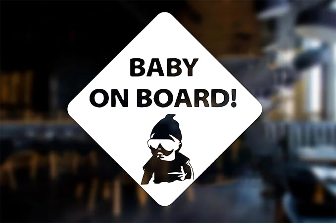 Baby On Board Sticker Viynl Decal Sticker for Windows, Car Sticker | Cars Trucks Vans, Bumper Sticker, Size: 5inch (White)