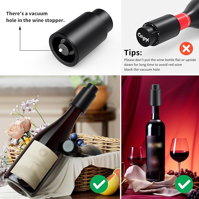 Wine Bottle Stoppers,2-in-1 Vacuum Wine Stopper,Reusable Wine Savers, Wine Preserver Vacuum Pump Corks Keep Wine Really Fresh, Best Gift Accessories (1 Pack)