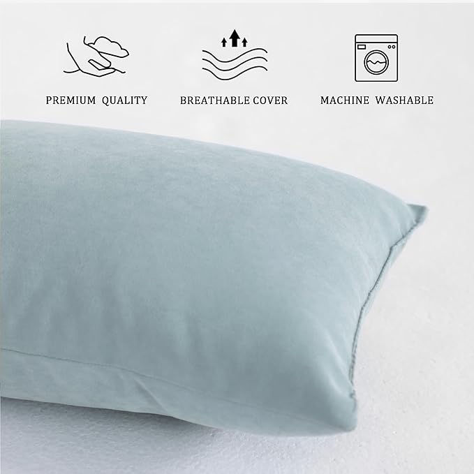 BEDSUM 2 Pack Pillows, 13"x18" Microfiber Pillows for Travel, Pets, Soft and Machine Washable Small Pillows for Neck, Wrist, and Knee Comfort, Sea Green