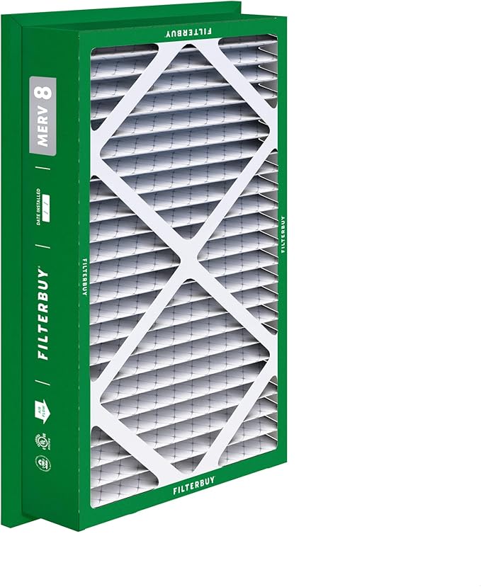Filterbuy 16x25x5 Air Filter MERV 8 Dust Defense (2-Pack), Pleated HVAC AC Furnace Air Filters Replacement for Honeywell Return Grille (Actual Size: 14.38 x 23.38 x 3.69 Inches)