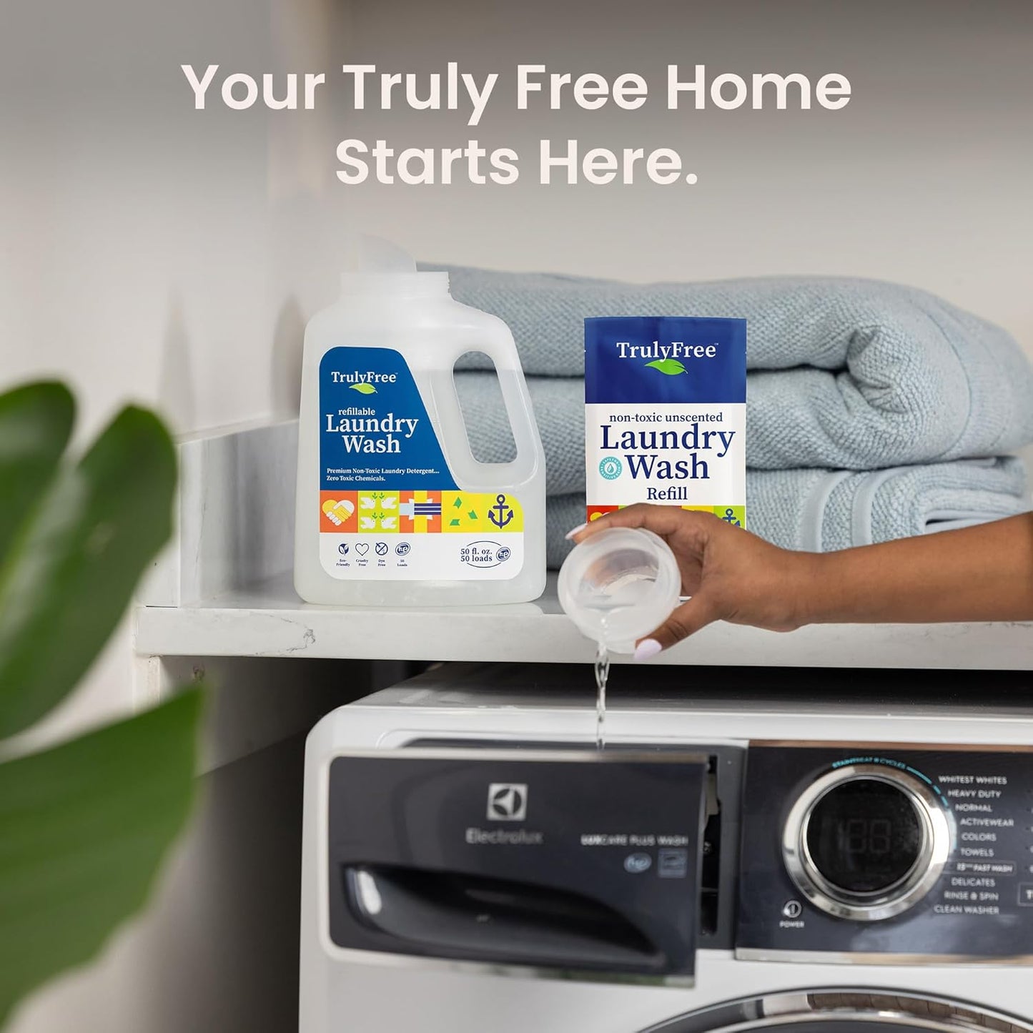 Laundry Wash Detergent for Sensitive Skin | Gentle & Safe for Baby Clothes | Plant-Based, Natural Ingredients | Unscented | Refill Only (200 Loads)