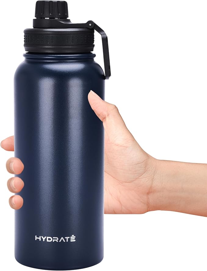 HYDRATE Insulated Stainless Steel Water Bottle - Large Reusable Flask with Leak-Proof Design and Convenient Handle - Double Vacuum Insulation for School, Work, or Adventure