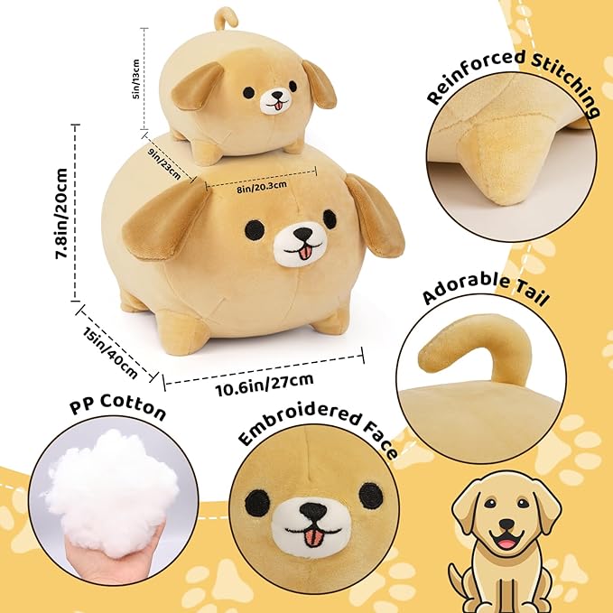 Dog Plush Pillow,15Inch Cute Big Dogs Stuffed Animal Toy,Soft Sleep Hugging Pillow,Dog Plushies Doll Toy Gift for Kids Girlfriend Boys