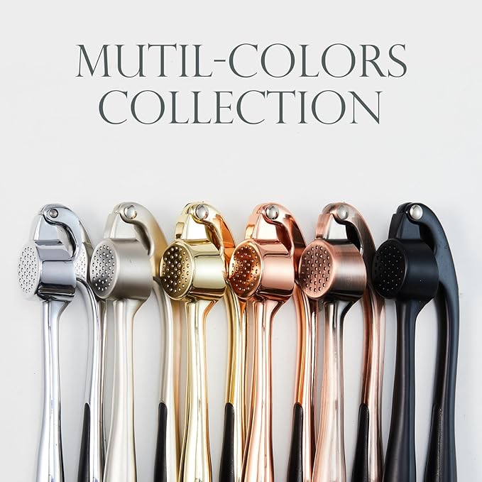 Premium Garlic Press, Professional Garlic Mincer, Easy to Squeeze and Clean, Rust Proof & Dishwasher Safe, Efficient Ginger Crusher - Antique Copper