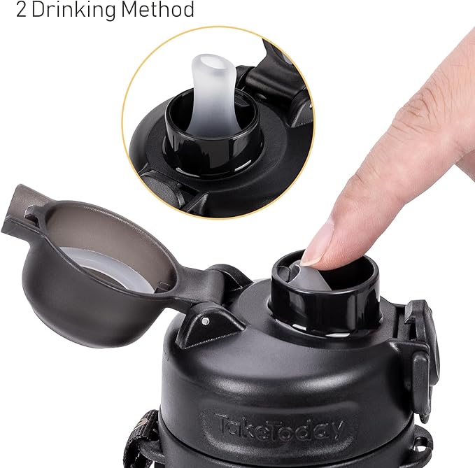 Collapsible Water Bottles 20oz, Leak Proof, BPA-Free, Foldable Silicone Travel Water Bottle with Straw Strap for Cycling, Hiking, Outdoors