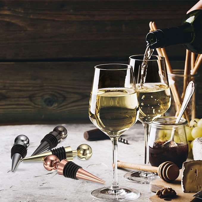 uxcell 3 Pcs Wine Bottle Corks, Vacuum Wine Bottle Stopper, Wine Stopper with Rubber Reusable Wine Corks, Suitable for Standard Bottle, Rose Gold