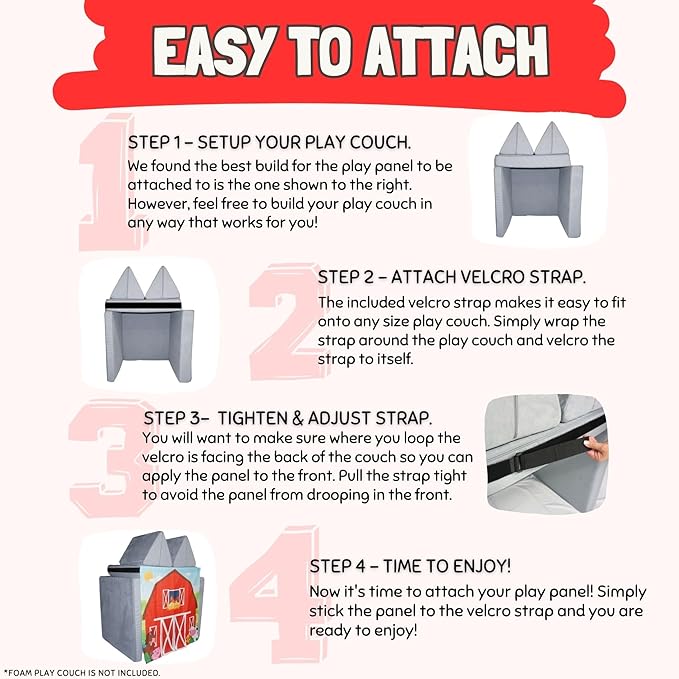 Play Panel for Childrens Foam Sofa Kids Couch (Barn)