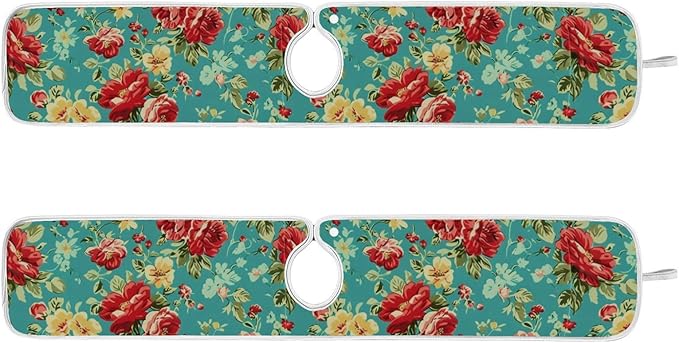 Kitchen Faucet Absorbent Mat,Rose Flower Floral Water Splash Guard for Sink, Faucet Drip Catcher Thicken Sponge Microfiber Faucet Water Catcher Mat Sink Absorbent Mat for Kitchen 30x5in 2 Pack