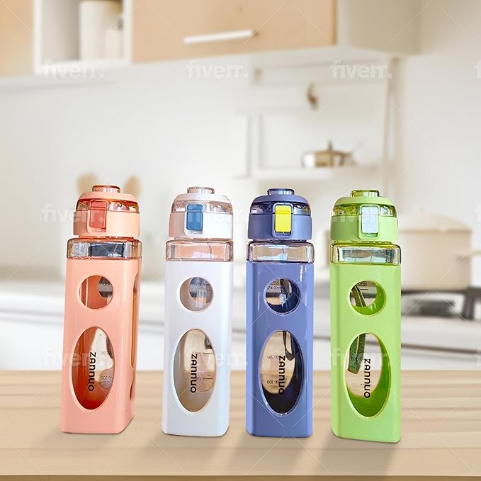 Water Bottle with Rope handle Easy Carry, Sport Water Bottle for Gym, Outdoor, School and Office, Leak Proof Portable Water Bottle BPA Free, Drink Water Bottles 650 ml / 22 oz. (Pink)