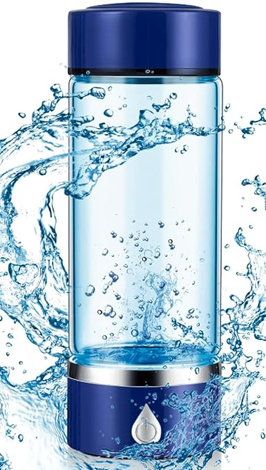 Generic Hydrogen Water Bottle Generator with SPE PEM Technology Water Ionizer, 420ml, 3 Min Quick Electrolysis, Home, Office, Travel, and Daily Drinking, Blue