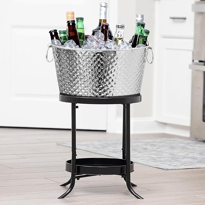 Large Ice Buckets for Parties, Ice Tub with Scoop for Cocktail Bar Mimosa Bar Supplies, Large Champagne Bucket Beer bucket Metal Tub