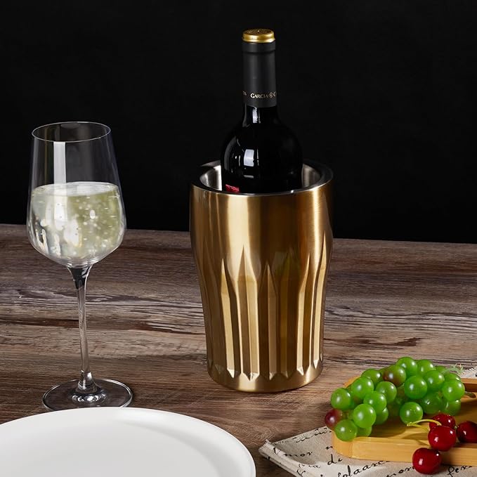 Gold Wine Chiller Vertical Stripe Pattern Wine Bottle Cooler