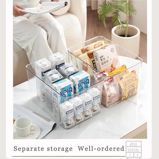 Clear plastic storage bins with LIDS-3packs,storage containers for snacks, cosmetics, books, dog food, Storage Organizer for Nursery,Kitchen, Living room,Bedroom, Bathroom, Office