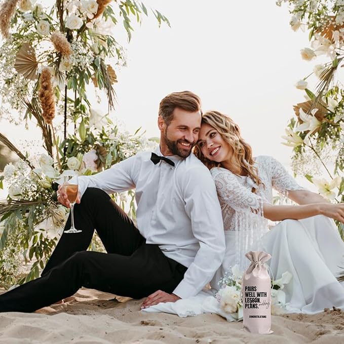 Congrats on Being Promoted from Hoe to Housewife Mr and Mrs Wedding Gift Engagement Gift Bag For Couples bride Newly Engaged Gift Wine Tote Bridal Shower Gift