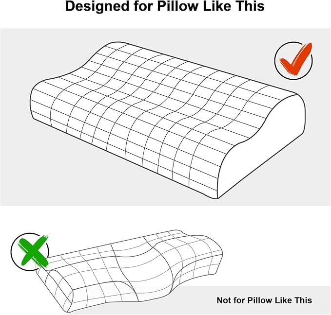 HOMBYS Satin Pillow Case for Contoured Support Pillow (DO NOT Include Pillow) -Zippered Pillow Cover for Neck Pillow for Cervical 1 Pack-Silky, Smooth and Breathable