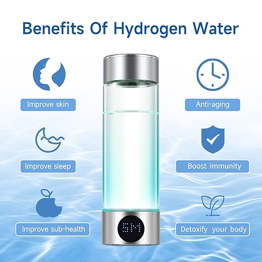Hydrogen Water Bottle,Portable Hydrogen Water Bottle Generator with 2000ppb Hydrogen Ions,400ml Hydrogen Water Ionizer Machine (Silver)