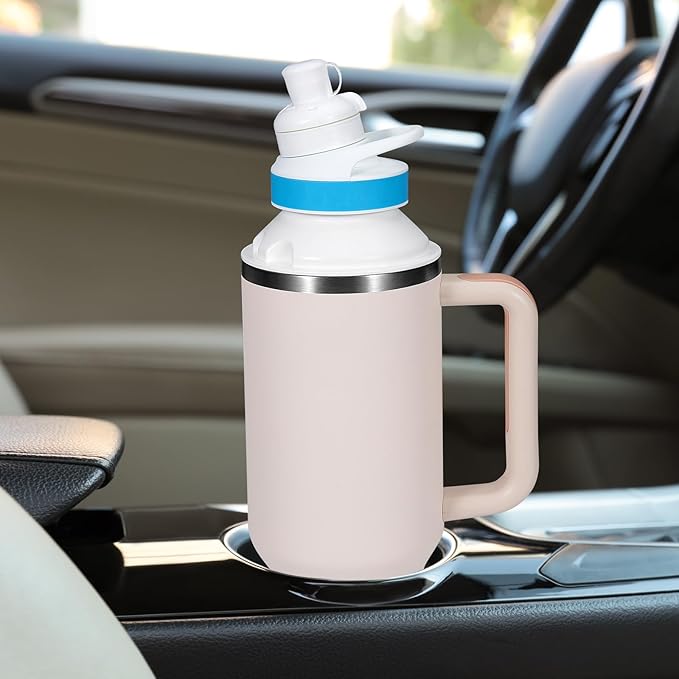 Aobiono Water Bottle Adapter for Stanley 40oz Quencher Tumbler to Cirkul, Lid Cap Converter Accessories, BPA Free Plastic, Food Grade Silicone Gasket Leakproof (White)