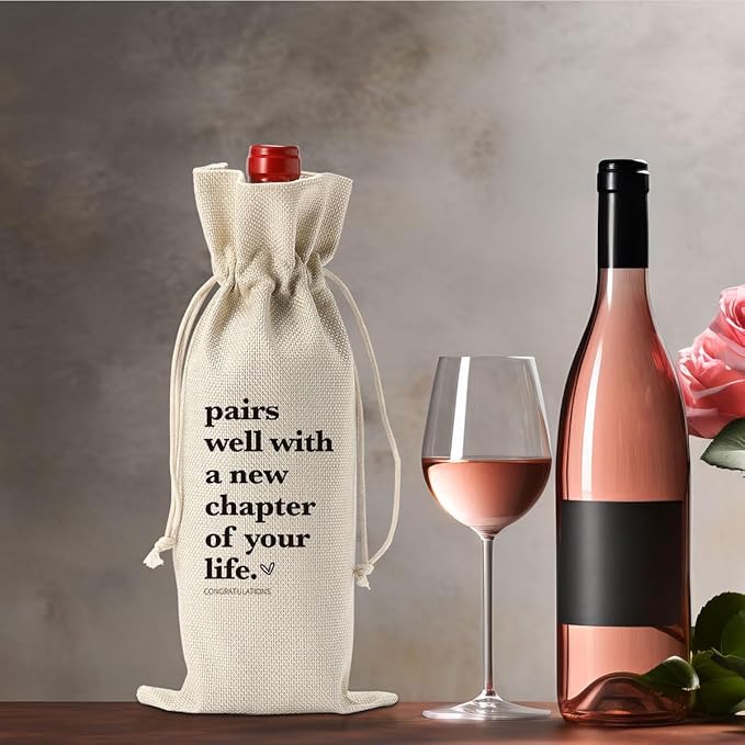 XFW 1 Pcs Funny New Chapter Wine Bag New Beginnings Gifts for Women Men Farewell Gifts for Friends Going Away Gifts for Coworkers Women Men Moving Away Gifts for Friends New Teacher Gifts