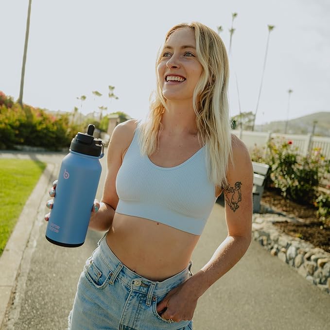 BOTTLE BOTTLE 32oz Insulated Water Bottle Stainless Steel Sport Water Bottle with Straw Dual-use Lid Design for Gym with Pill Box (sky summer)