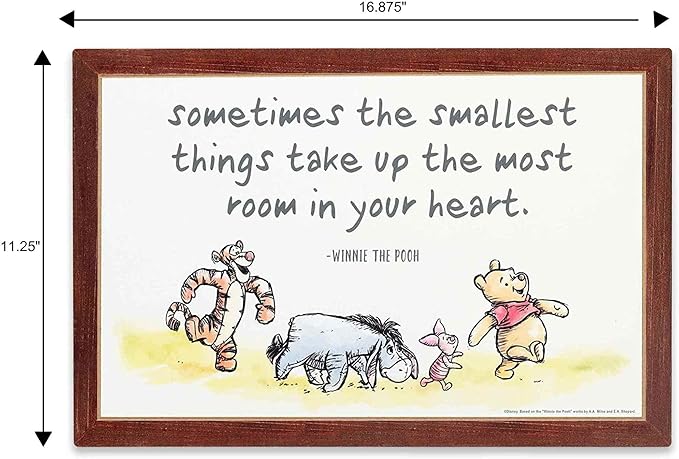 Open Road Brands Disney Winnie The Pooh Room in Your Heart Nostalgic Wood Wall Decor for Nursery, Bedroom or Play Room